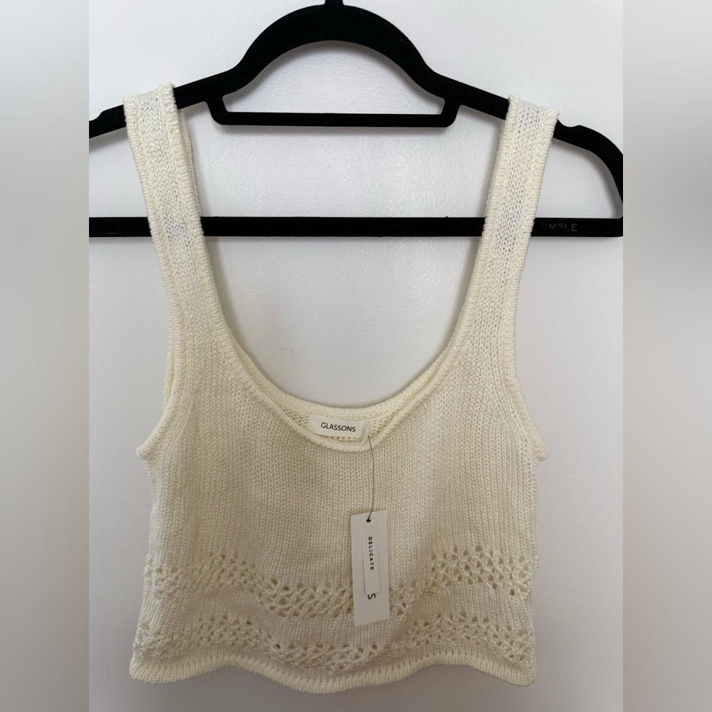 NEW Glassons Cream Knit Crop Tank Top - size L